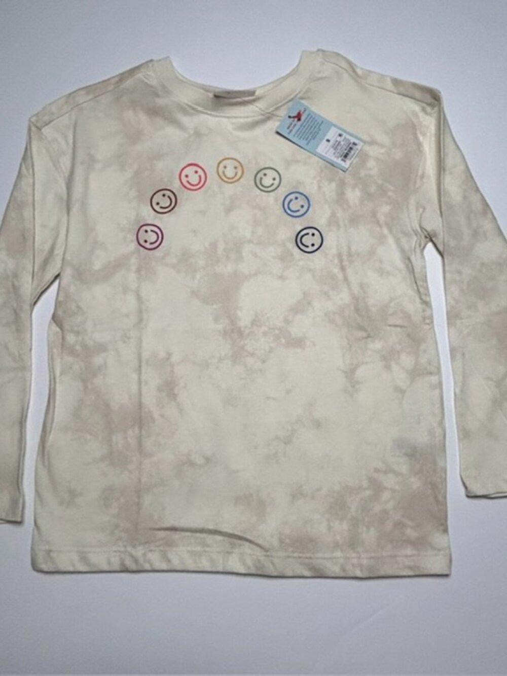 NWT Cat & Jack Girls Smiley Face Tie Dye Long Sleeve Tee Size S